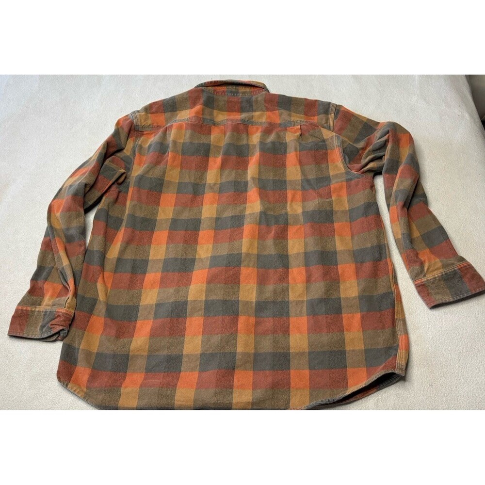 Carhartt Loose Fit Flannel Shirt Mens XL Orange Brown Plaid 105078 BRN Workwear - Picture 7 of 7